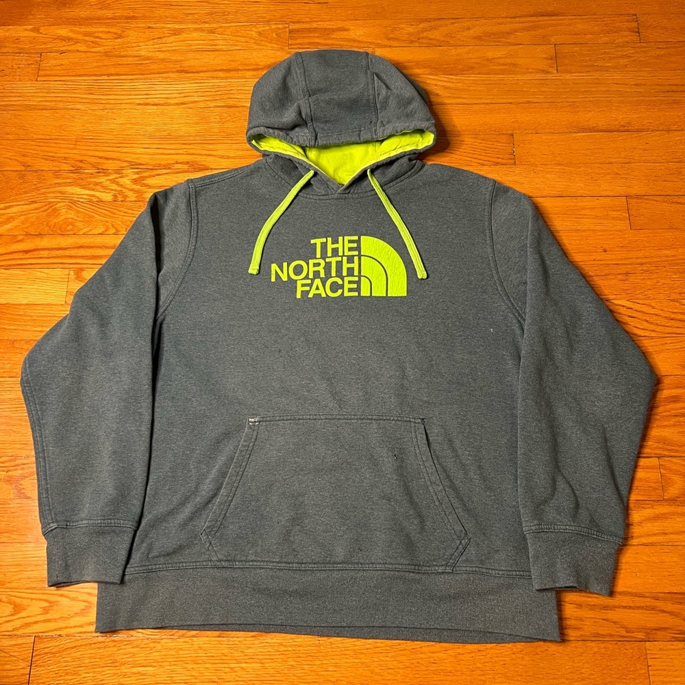 The North Face Charcoal Hoodie with Lime Accents